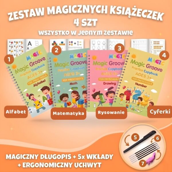 Magiczne Książeczki 🪄📚 – zestaw 4 książeczek do nauki pisania (16 str. każda)